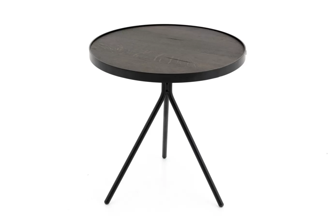 Hot MADISON, bout de canapé, chêne et métal, ronde, 45 cm, brun foncé Tables D’Appoint & Consoles | Tables D’Appoint & Consoles
