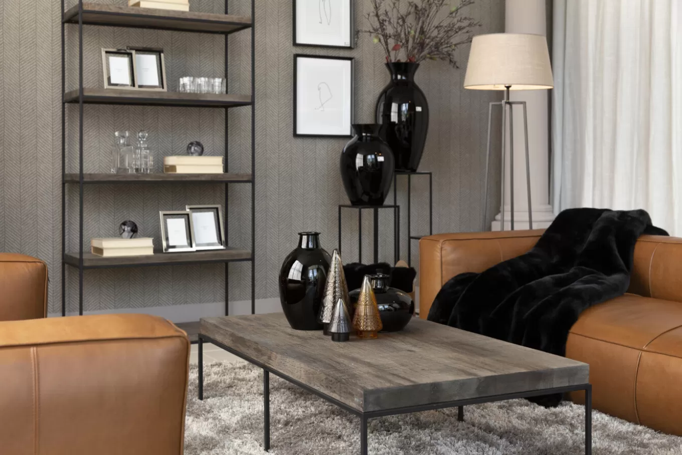 Best Sale URBAN, étagère, chêne et métal, brun foncé Placards | Armoires